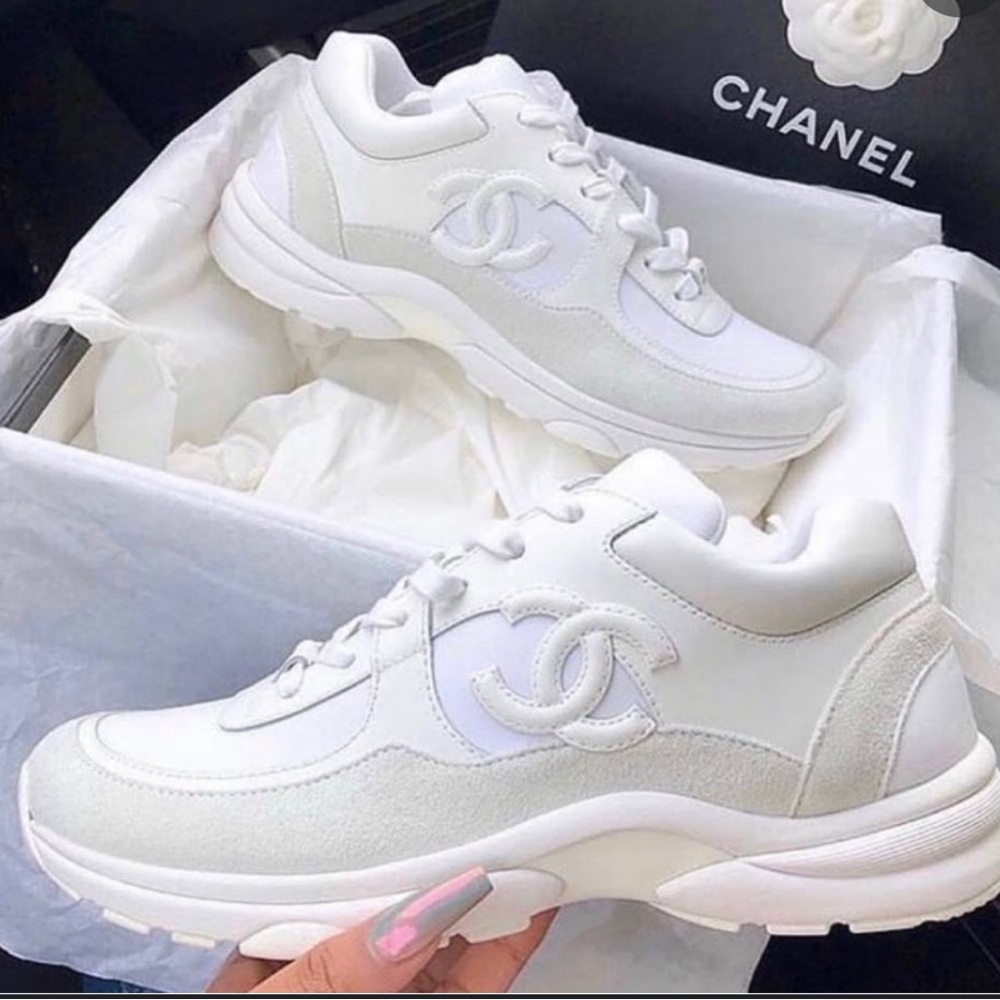 🤍BRAND NEW CHANEL WHITE REV TRAINERS🤍